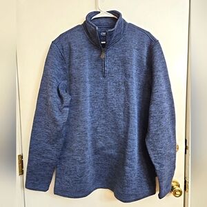 Chaps Men's 1/4 Zip Fleece Heathered Pattern Pullover Sweater Size XL Dark Blue